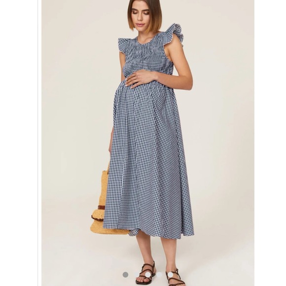 NOM Maternity Harper Smocked Gingham Dress - Picture 1 of 5